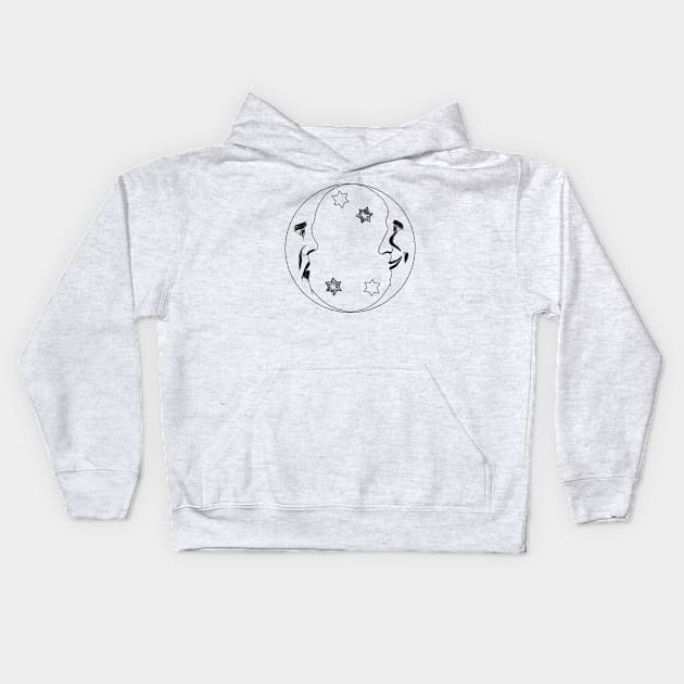 Moon Double Face Kids Hoodie by Mako Design 